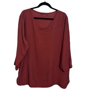 Cut Loose Size X-Large Burnt Orange Lagenlook Long Sleeve Scoop Neck Top Tunic